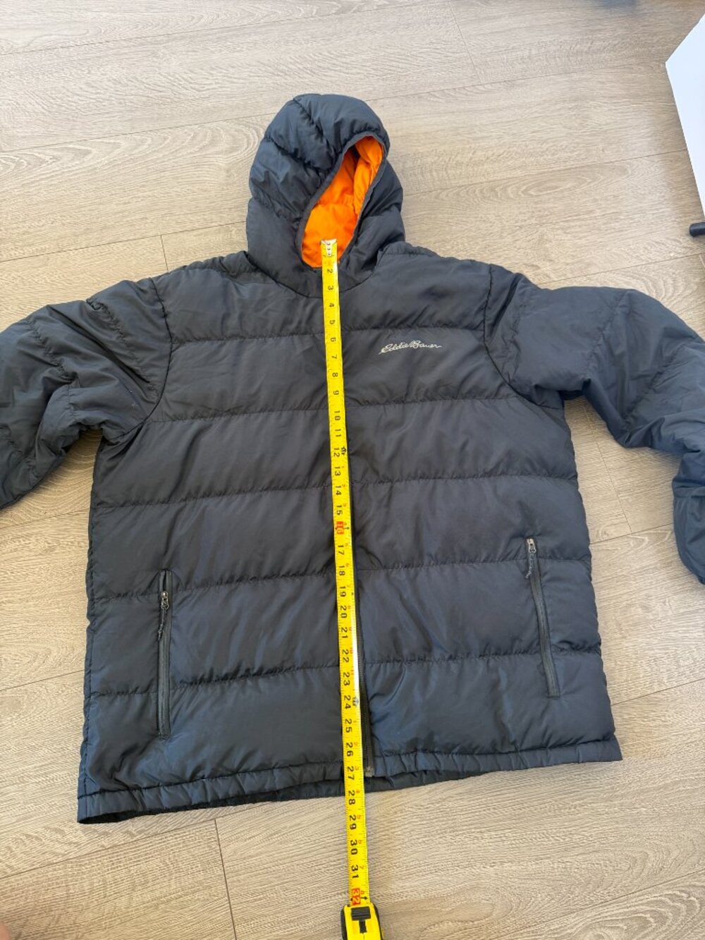 Eddie Bauer EB650 Hooded Down Puffer Jacket Black Orange Men’s XL - Picture 9 of 11